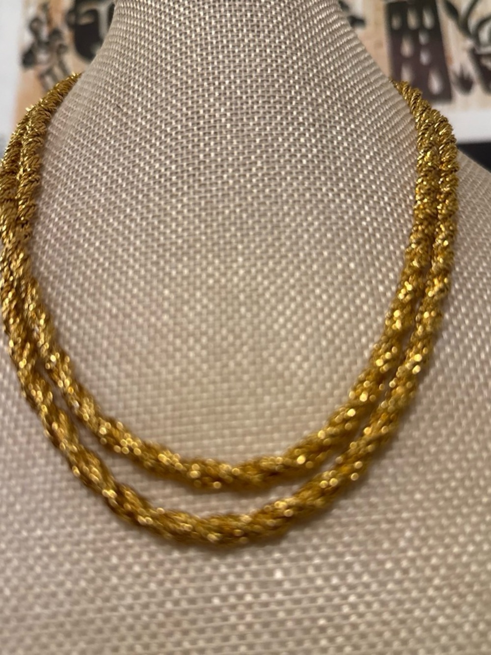 Napier Double Strand Twisted Rope Necklace - Shiny Gold